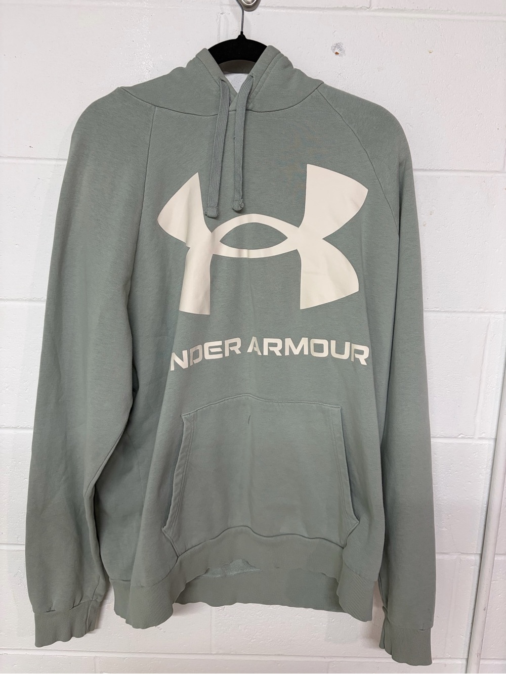 Under Armour Sage Green Pullover Hoodie with Large Logo